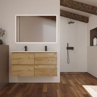conjunto de bano kaji  120 cm teka  cuatro cajones  lavabo empotrado  mueble montado  no incluye espejo  alday