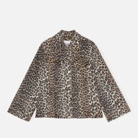 ganni leopard-print denim jacket - 40