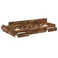 cama con almacenamiento con cajon roble ahumado 120 x 190 cm vidaxl