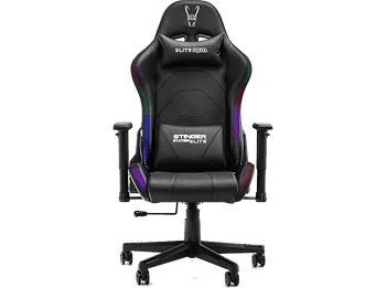 Silla gaming - Woxter Stinger Station Elite, Reposabrazos 2D, RGB LED, Hasta 150 kg, Negro