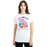 dessins animes camiseta pink or blue we love you para mujer