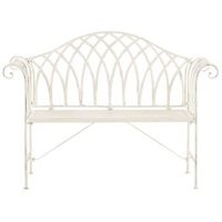 banco de jardin de metal blanco 130 cm 2 plazas reposabrazos vintage milazzo