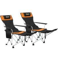 outsunny set 2 sillas de camping plegables con reposapies y portavasos 82x50100x88 cm nero e arancione   aosom espana