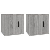 2 uds muebles tv de pared  mueble de salon  armario tv gris sonoma 40x345x40 cm