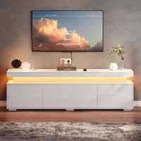 mueble para tv con iluminacion led integrada - tablero de particulas - blanco 150x35x43cm