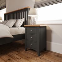 arlia oak and grey 3 drawer bedside cabinet