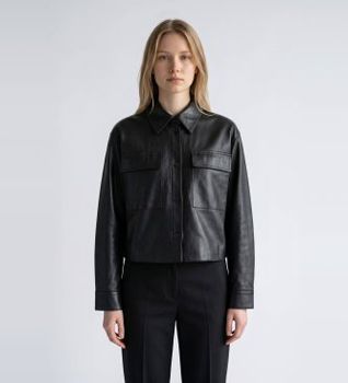 Weekend Max Mara para mujer. 2625446021650 Chaqueta de Cuero Piovra negro (42), Casual, Piel