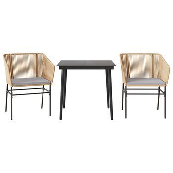 Juego De Comedor Jardín 3 Uds Cojines Ratán Sintético Marrón Cfw111448