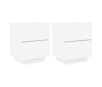 vidaxl mesitas de noche con luces led 2 uds madera ingenieria blanca