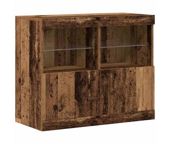 Aparador - mueble de almacenamiento led marrón 81 x 37 x 66,5 cm madera de ingeniería es4177