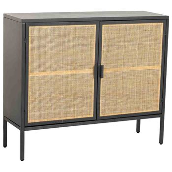 Aparador de metal y madera 2 puertas 100x32x85h cm - negro