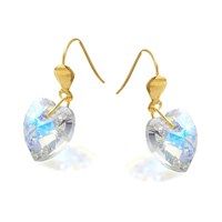9ct Gold Crystal Heart Hook Wire Earrings - 10mm - G1176
