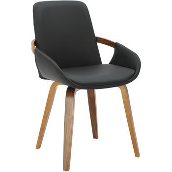 Silla De Comedor Bertol Simil Cuero Nogal/negro 58x53x85 Cm Clp