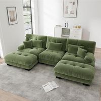 sofa modular de esquina lujoso gigante en forma de u convertible sofa cama con chaise longue felpa verde
