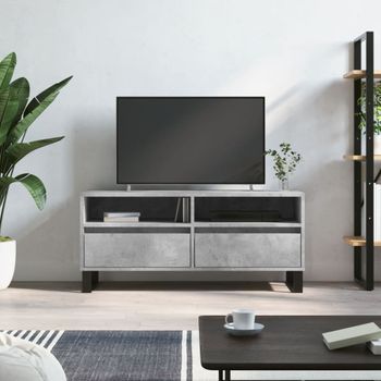 Mueble Tv | Mueble De Salón | Armario Tv Madera Contrachapada Gris Hormigón 100x34,5x44,5cm Cfw777553