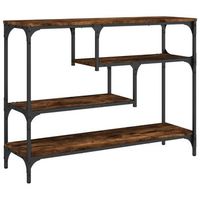 mesa consola madera de ingenieria roble ahumado 100x30x75 cm vidaxl