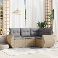 conjunto de sofas jardin con cojines 4 uds  mueble jardin mesa y sillas ratan sintetico beige cfw624567