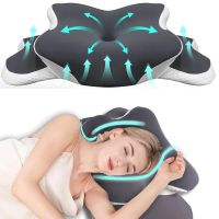 almohada ergonomica de espuma viscoelastica con forma de mariposa para el cuello en forma de c altura ajustable funda transparente soporte para dormir de lado boca arriba o en posicion de