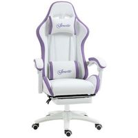silla gaming blanca ergonomica 921-618v02wt reclinable 135 con reposapies y soporte lumbar