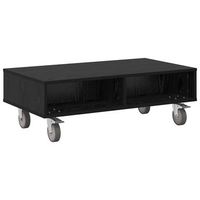 mesa lateral  mesas auxiliar con ruedas roble negro 90 x 50 x 30 cm