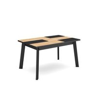 mesa comedor mesa fija cocina y salon 140 para 6 comensales patas de madera estilo moderno roble y negro