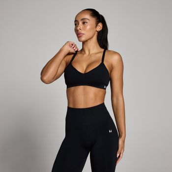 Sujetador deportivo Tempo sin costuras con fruncido frontal para mujer de MP - Negro - S