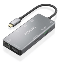 aisens usb c dock 9 en 1 usb c a 2xhdmi 1xrj45 2xusb a usb3 0 1xusb a usb2 0 1xusb c pd 1xsd 1xmicro sd gris 15cm