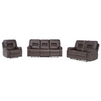 conjunto de salon de piel sintetica marron 3 plazas 2 plazas sillon bergen