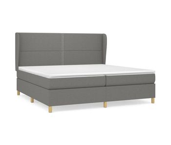 Cama box spring con colchón tela gris oscuro 200x200 cm liso con clavos
