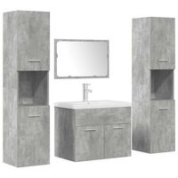 set muebles de bano 5 uds  armario de bano madera ingenieria gris hormigon