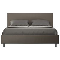 cama de matrimonio 160x200 cm polipiel marron adelyne con somier y arcon-color marron-ropa de cama 180x200 cm