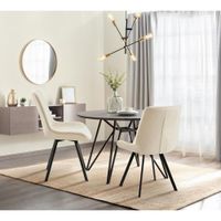 silla de comedor con reposapies en terciopelo crema