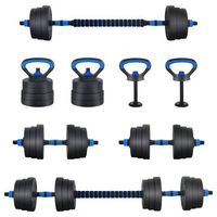 set de mancuernas barra y kettlebell 4 en 1 20 kg negro y azul vidaxl