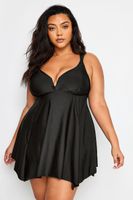 yours vestido de bano negro escote pronunciado