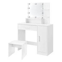 tocador con taburete tocador 90x38x137 cm blanco ml-design