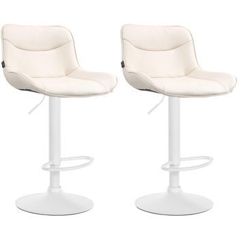 Juego De 2 Taburetes De Bar Vonore En Polipiel Simil Cuero Crema 51x49x85 Cm Clp