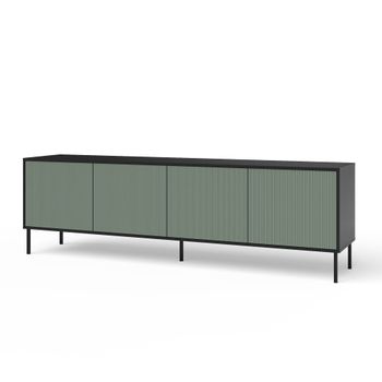 Aparador de 4 puertas en melamina y mdf negro/verde salvia