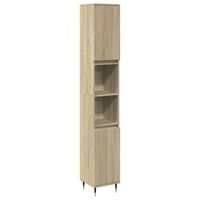 armario de bano  mueble de bano madera contrachapada roble sonoma 30x30x190 cm