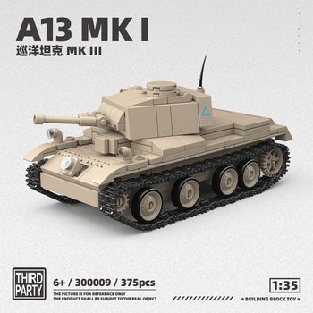 Bloques de Construcción Modelo Tanque Crucero A13 MK I 300009, 375 Piezas, Vehículo Militar, Ladrillos DIY, Juguete Coleccionable para Adultos