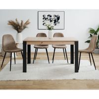 mesa de comedor extensible de 100 a 150 cm roble artesanal y negro