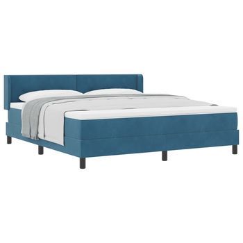 Cama Tipo Box Spring Manual Azul Oscuro 200 X 180 Cm Terciopelo Vidaxl