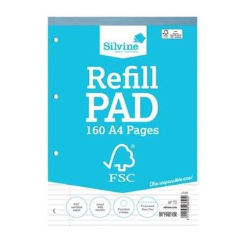 Silvine FSC A4 Refill Pad Feint Ruled 4HP 80 Sheet PK5
