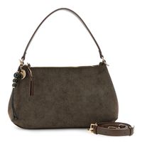 bolso saco de microfibra efecto ante con acabados efecto piel dark brown taglia unica