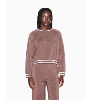 A|X Armani Exchange para mujer. XW002072AF10804U6136 Sudadera Corte Raglán marrón (XS), Casual, Elastano, Manga larga