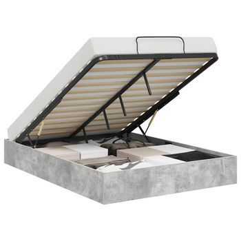 Estructura De Cama Ottoman Gris Concreto 120 X 190 Cm Vidaxl