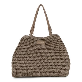 bolso bandolera de crochet tejido a mano con cierre magnético y mosquetón. mud