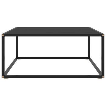 Mesa De Centro 80x80x35 Cm Vidrio Y Acero Con Recubrimiento En Polvo - Negro