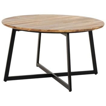 Mesa de centro de metal y madera redonda 80x80x45h cm