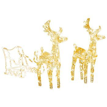 Reno Y Trineo Adorno Navideño 160 Leds Acrílico 130 Cm Vidaxl