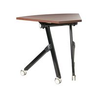 escritorio moderno plegable con ruedas mesa movil portatil 90 x 64 cm estructura metalica marron oscuro bendi